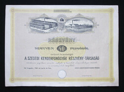 Szeged Hemp Spinning Company Limited Share 40 pengő 1940 - Szeged