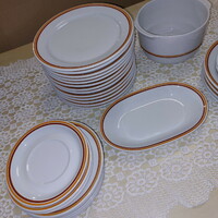 Alföldi porcelain yellow-brown striped ﻿16 flat plates, 24x2.5cm high