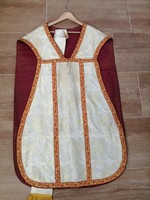 Fehér, brokát régi miseruha, kiváló állapotú papi, liturgikus ruhadarab