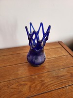 Blue broken glass vase