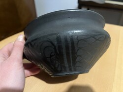 Black ceramic (reed court?) plate