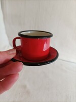 Miniature red mug with coaster for doll house for doll furniture