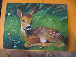 Őzike, bambi painted picture 1980