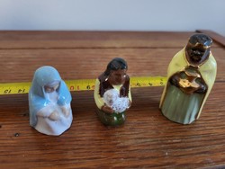 Ceramic mini nativity figures, Mary, wise man from the east, shepherd in one