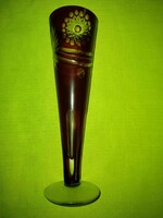 Lead crystal burgundy vase
