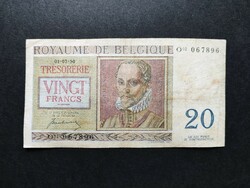 Rarer! Belgium 20 francs / francs 1950, f+