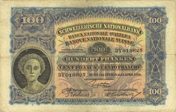 100 frank francs franken 1924 Svájc