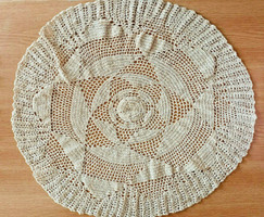 Beautiful, special crocheted beige tablecloth