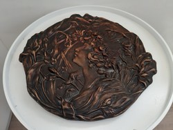 Art Nouveau bronze wall plate