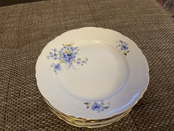 6 cake plates with forget-me-not patterns, undamaged, in very nice condition!