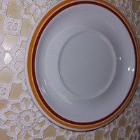 Alföld porcelain yellow brown striped 1 small plate, cup coaster, 16.5x2cm high