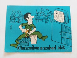 Régi képeslap 1972 levelezőlap Pusztai Pál rajza