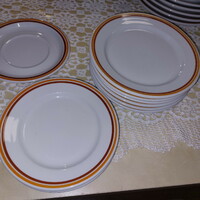 Alföldi porcelain with yellow brown stripes, 3 cake plates, 17.5x2cm high