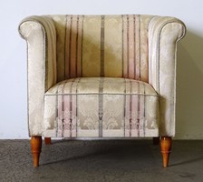 1L043 old art deco club chair with round arms ~1930