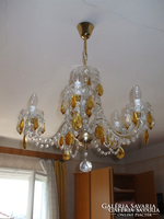 Wonderful Old Colored Brass Decoration 5 Branch Crystal Chandelier with Personalized Tent Base