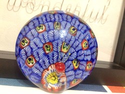 Millefiori glass peacock-'80s-