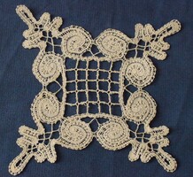 Small tablecloth beaten lace 18 x 19 cm handmade