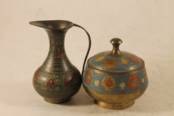 Copper enamel carafe and sugar bowl 464