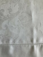 Antique, monogrammed, damask 200 x 200 cm snow-white tablecloth