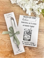 Witness invitation pen, with funny invitation card - white - gin and tonic