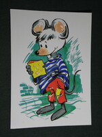 Postcard, foundation for children in state care, graphic artist, animals, mouse