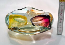 Cseh, bohemia színes üveg hamutál (2910)