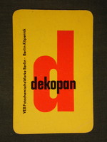Kártyanaptár, Németország, NDK, VEB Fotokémiai Művek Berlin, 1964,   (5)