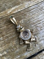 Old pierre lang gilded frog pendant with moving stones inside