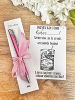 Witness invitation pen, with a funny invitation card - pink gin and tonic