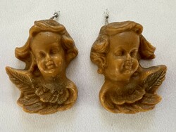 Két antik viasz angyal karácsonyfadísz