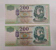 Megjelent a papír kétszázas 1998. 200 Forint 1998 FF Unc.