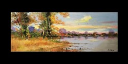 65X25cm after summer in Tisza c. Contemporary impression. With a new photo frame!