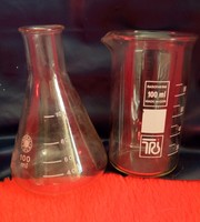 2 db régi, hibátlan 100 ml labor üveg