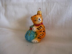 Retro style glass Christmas tree decoration - with tiger bag!