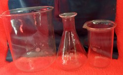 3 db régi ERGON laboratoriumi üveg