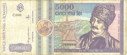 5000 Lei 1992 Romania