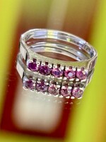 Antique silver ring, embellished with genuine natural ruby stones