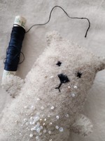 Wool felt teddy bear - in a cool mood