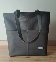 Chocolate brown textile leather shoulder bag