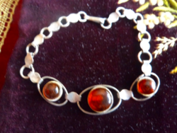 Old amber+silver bracelet, marked, master-marked