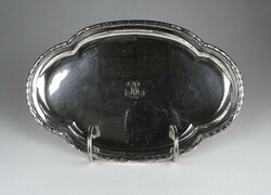 1J415 Old Marked Monogrammed Oval Silver Tray Serving Tray 200