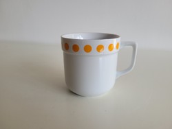 Retro Alföldi porcelán bögre sárga pöttyös régi teás csésze