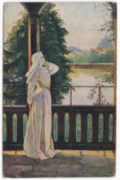 Elmi in the garden of the monastery / elmi im klotergarten - painting postcard