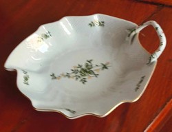 Hollóháza Erika leaf-shaped serving bowl - centerpiece