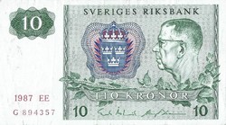 10 kronor korona 1987 Svédország