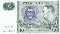 10 kronor korona 1988 Svédország