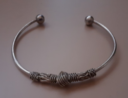 Retro silver colored handmade bracelet bangle