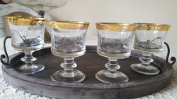 Beautiful Murano Medici stemmed wine glasses with gold rim, 4 pcs.