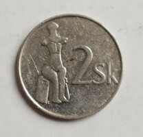 Szlovákia 2 korona , 1993 , pénz , érme