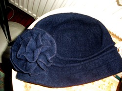 Wool cap, dark blue elastic